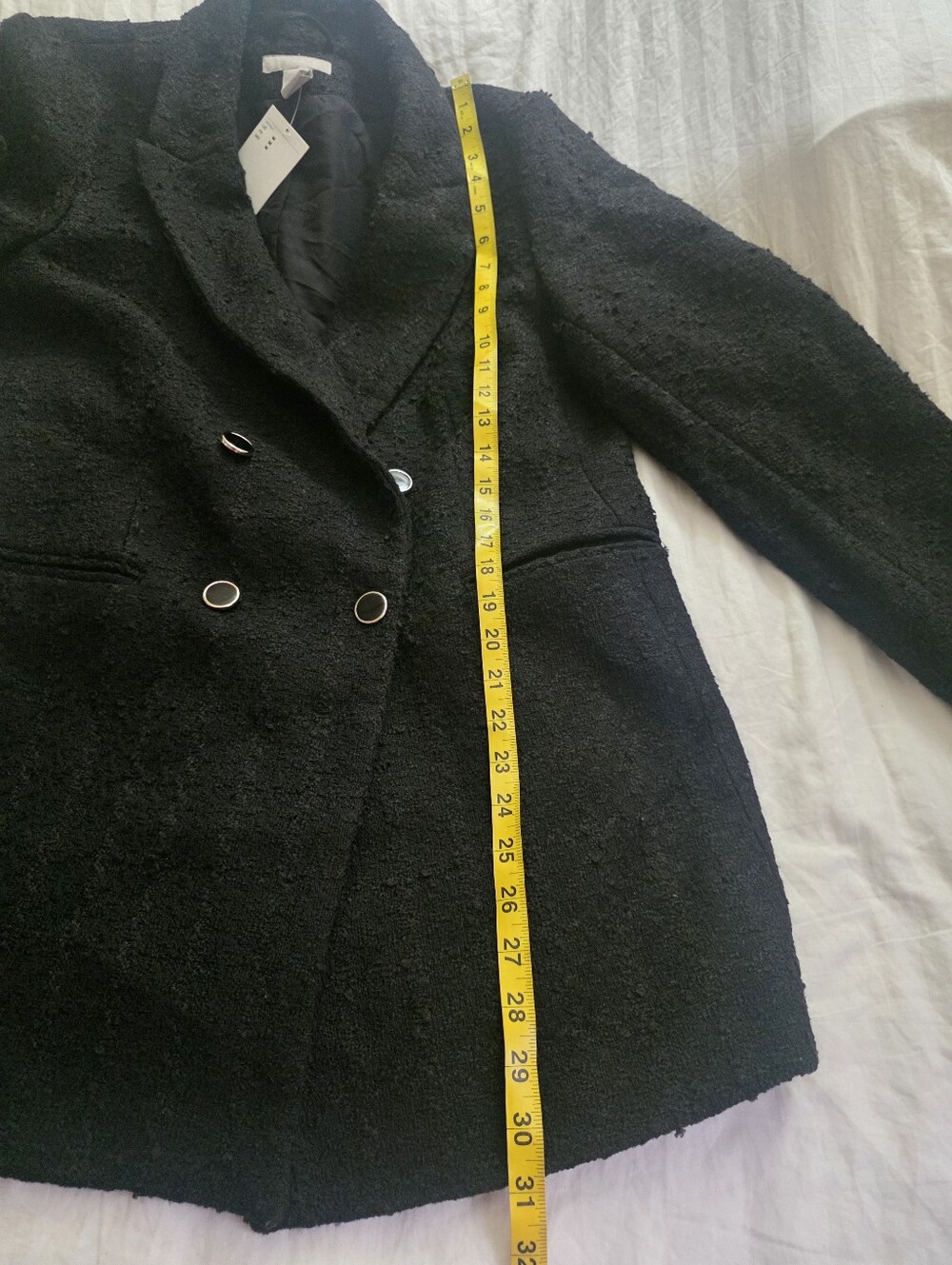 H&m Textured Woven Blazer Sz M Black. Nwt - Picture 6 of 7